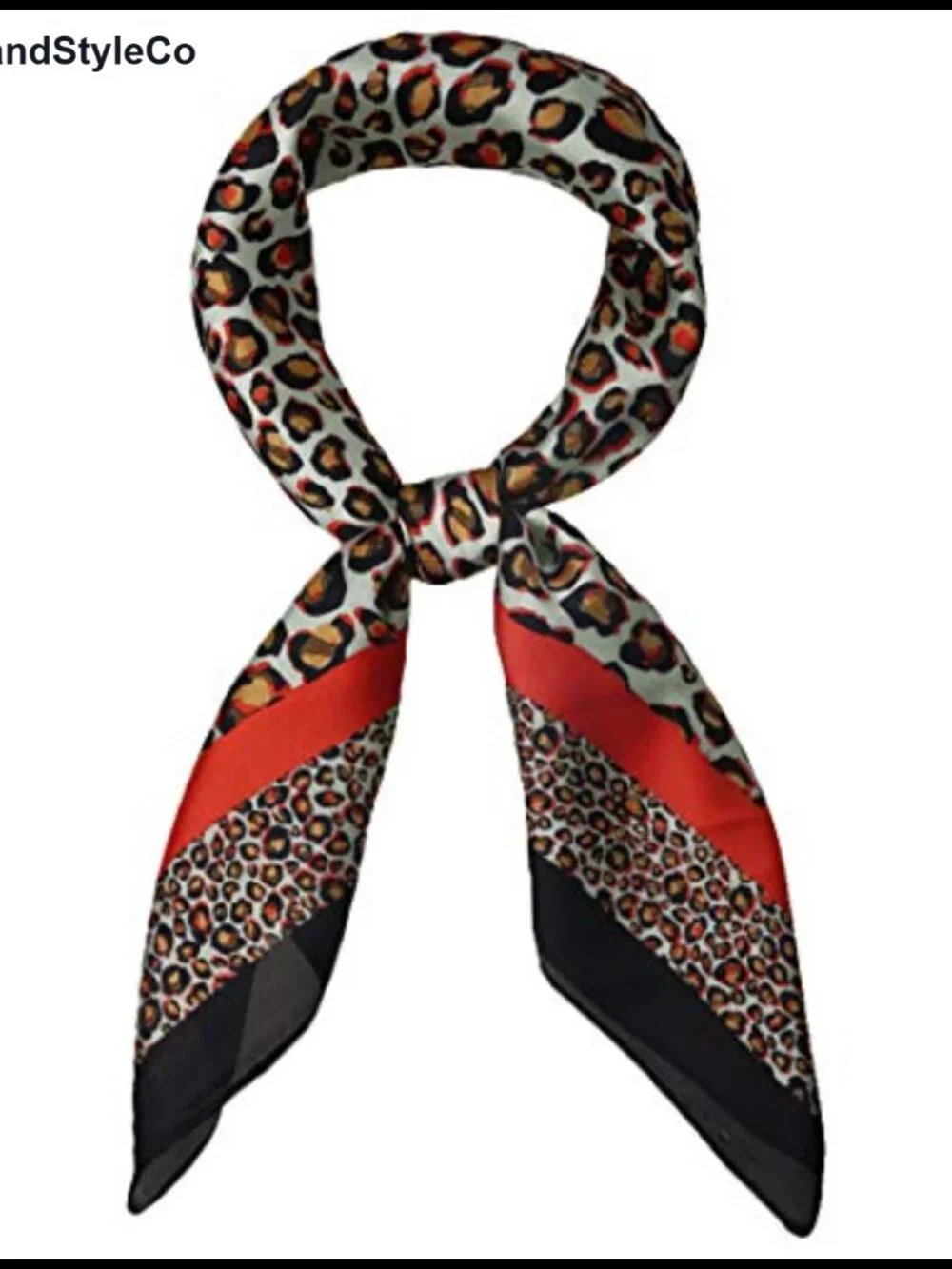 Leopard Print Silk Like Square Scarf, Polyester Neck Scarf